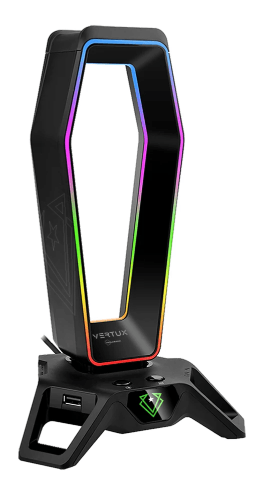 VERTUX HEXARACK GAMING HEADPHONE STAND WITH IMMERSIVE 7.1 AUDIO PORTS BLACK - DataBlitz
