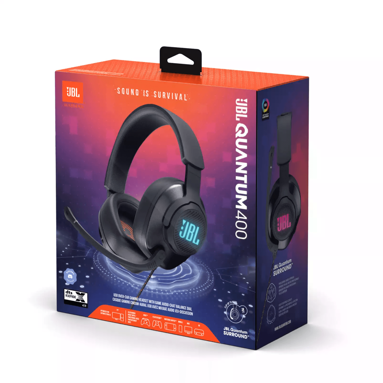 JBL QUANTUM 400 USB OVER EAR GAMING HEADSET W/ GAME AUDIO CHAT BALANCE DIAL (BLACK) - DataBlitz