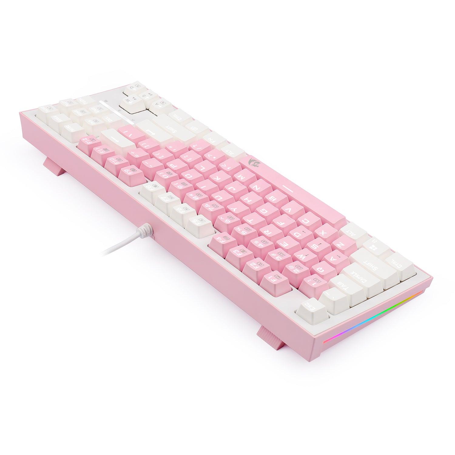 REDRAGON BES PINK WHITE MECHANICAL GAMING KEYBOARD (BLUE SWITCH) (K611-P1B) - DataBlitz