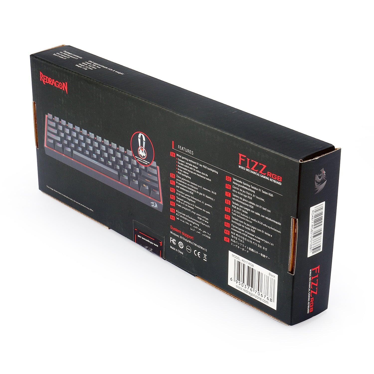 REDRAGON FIZZ RGB WIRED MECHANICAL GAMING KEYBOARD (BLACK) (DUST-PROOF RED) (K617-RGB) - DataBlitz