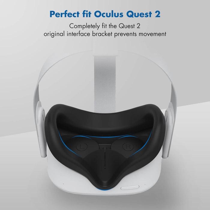 Kiwi Design Silicone Face Pad Cover With Lens Protector For Oculus Quest 2 (Black) (KW-Q7-2.2-BK-US)
