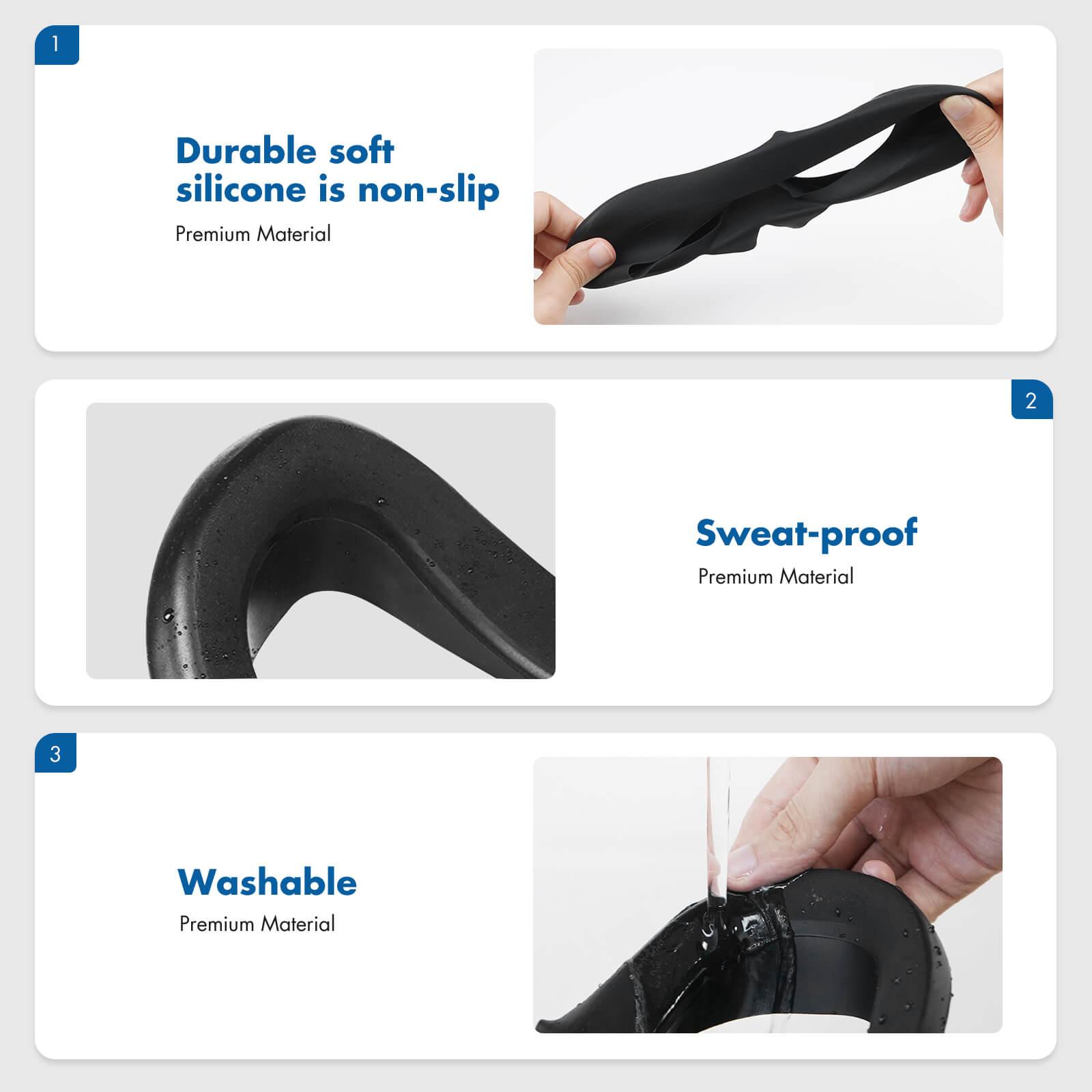 Kiwi Design Silicone Face Pad Cover With Lens Protector For Oculus Quest 2 (Black) (KW-Q7-2.2-BK-US)
