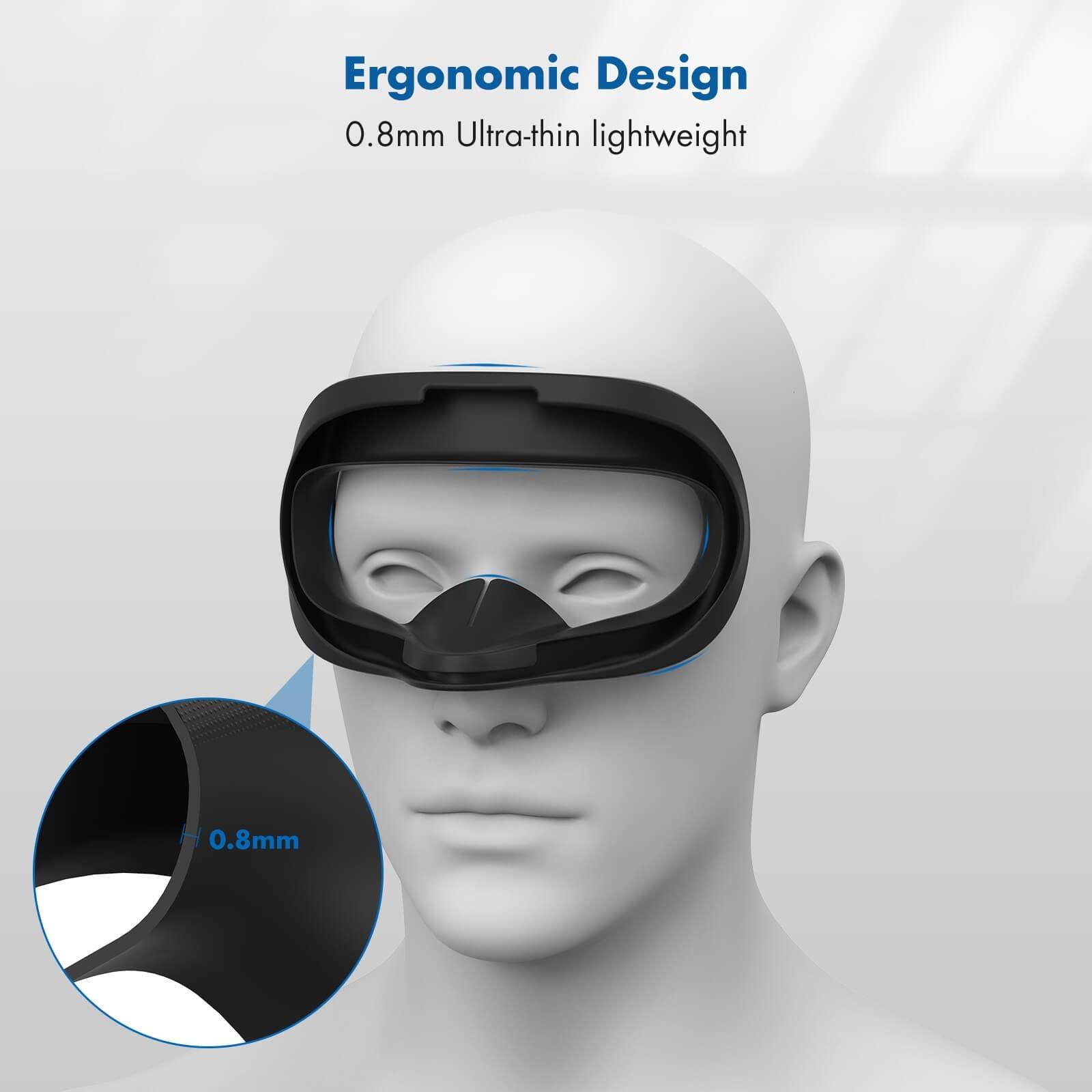 Kiwi Design Silicone Face Pad Cover With Lens Protector For Oculus Quest 2 (Black) (KW-Q7-2.2-BK-US)
