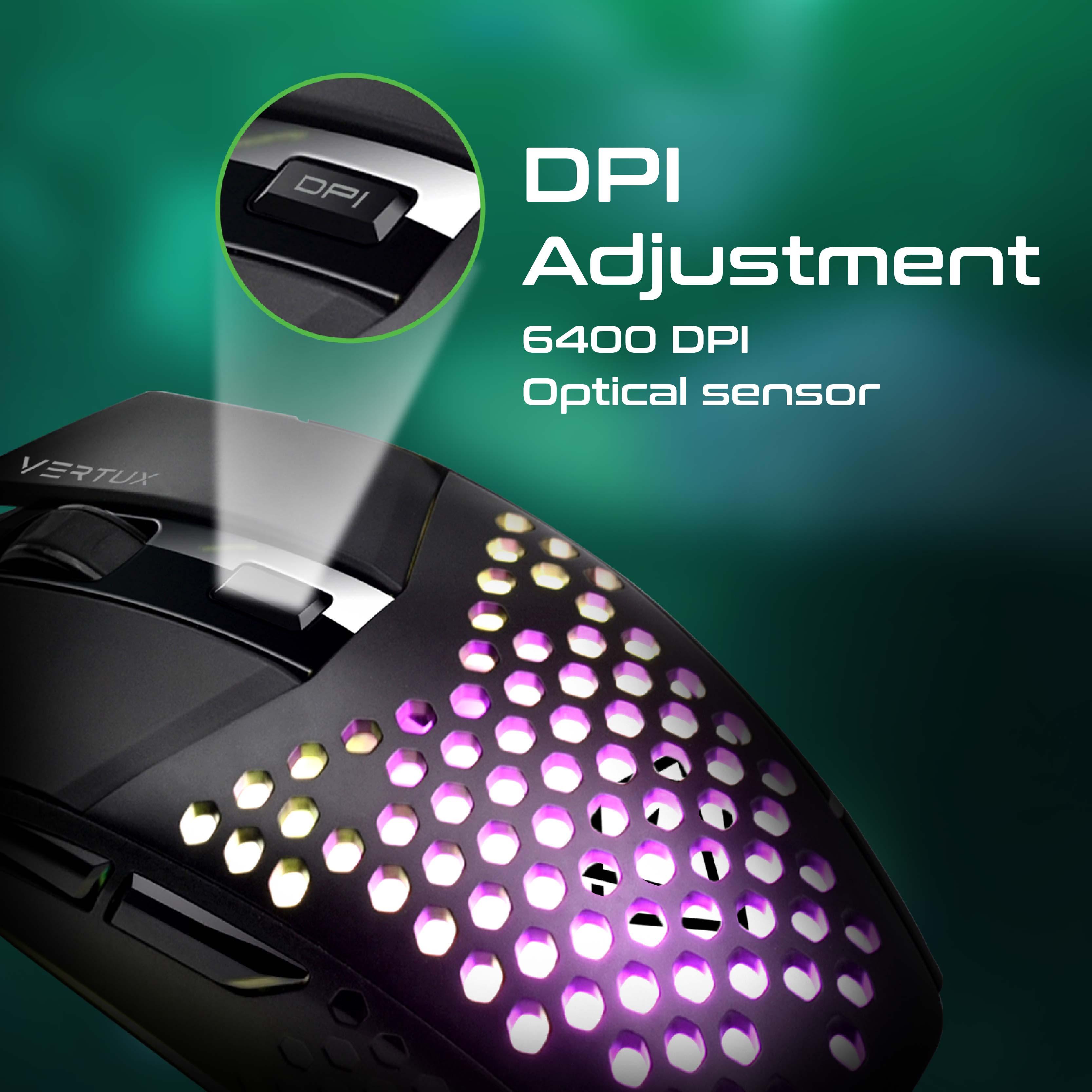 VERTUX KATANA 6 BUTTONS HEX-SHELL WIRED RGB GAMING MOUSE BLACK - DataBlitz