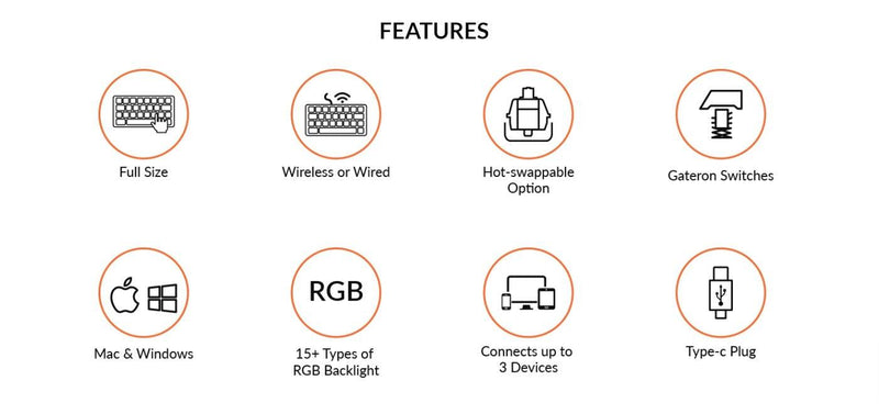 Keychron K10 104-KEY RGB Backlight Hot-Swappable Wireless Mechanical Keyboard