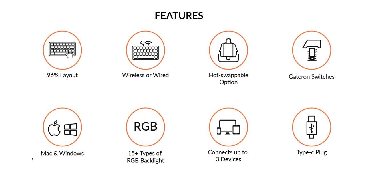 Keychron K4 V2 RGB Backlight Aluminum Hot-Swappable 96% Wireless Mechanical Keyboard (Red Switch) (K4J1)