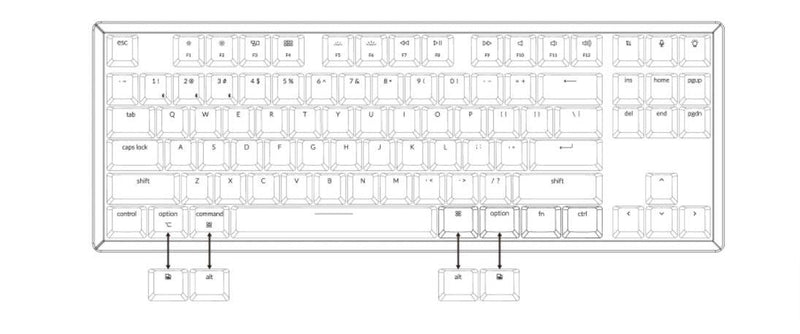 258 Keyboard Key KEYCHRON K8 RGB BACKLIGHT ALUMINUM OPTICAL WIRELESS MECHANICAL KEYBOARD ...