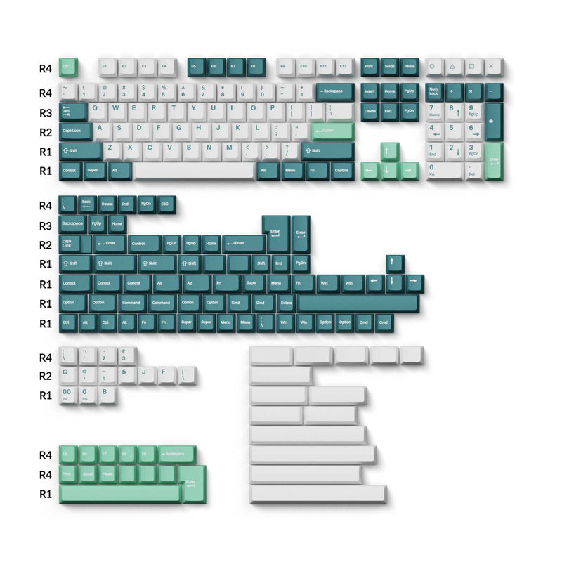 Keychron Cherry Profile Double Shot PBT Full Set Keycaps - White Mint