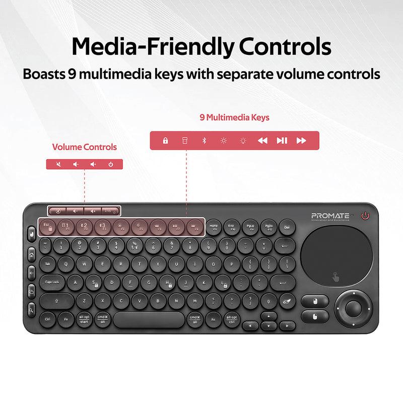 PROMATE Keypad-1 Dual Mode Portable Wireless Multimedia Keyboard With Touchpad (Black) - DataBlitz