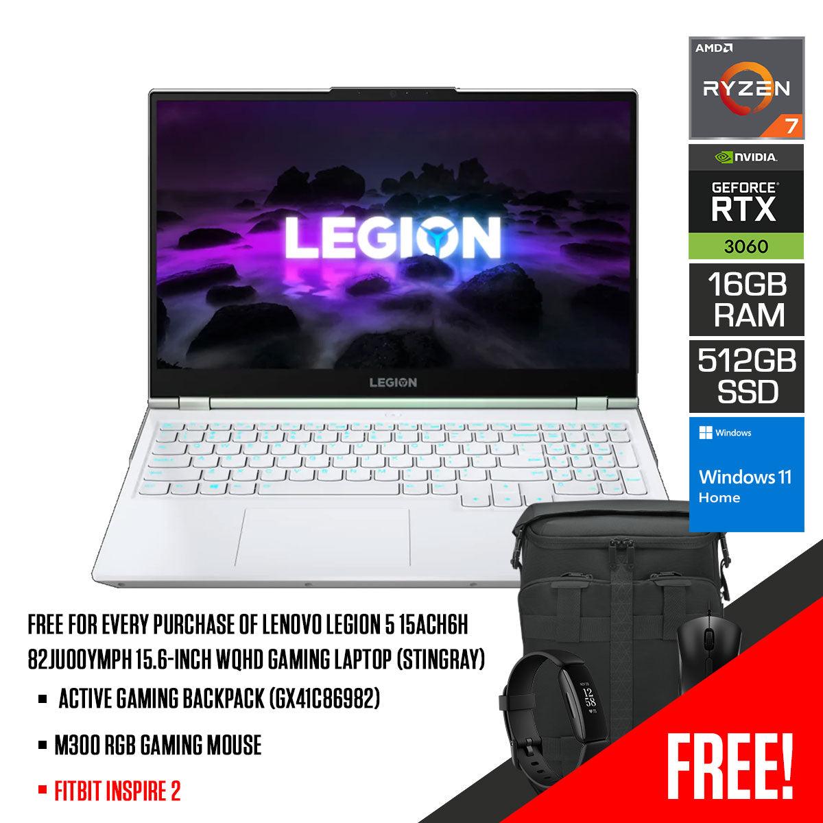 Lenovo Legion 5 15ACH6H 82JU00YMPH Gaming Laptop (Stingray)  | 15.6" WQHD | Ryzen 7 5800H | 16GB RAM DDR4 | 512 SSD | RTX 3060| WINDOWS 11 HOME + M300 RGB Gaming Mouse + Active Gaming Backpack (GX41C86982) - DataBlitz