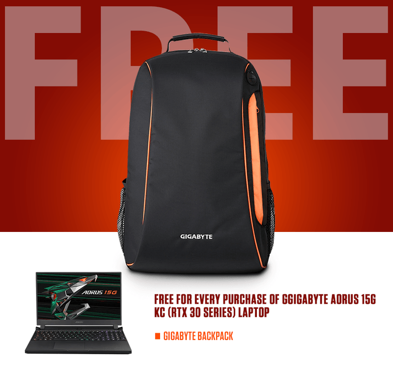 GIGABYTE AORUS 15G KC (RTX 30 SERIES) 15.6" LAPTOP + GIGABYTE BACKPACK - DataBlitz