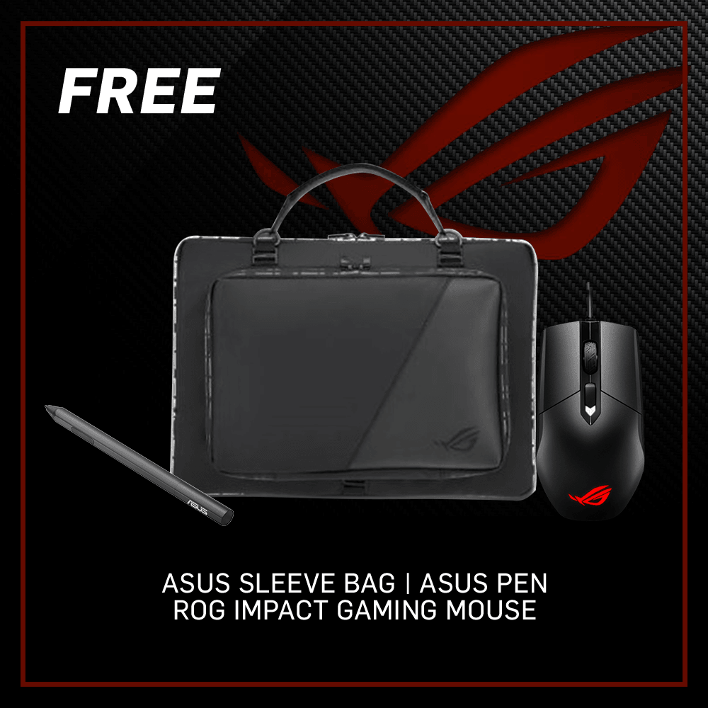ASUS ROG FLOW X13 GV301QE-K6113T GAMING LAPTOP | 13.4" WUXGA | RYZEN™ 9 5900HS | 16GB DDR4 | 1TB SSD | RTX 3050 | WIN10 + ROG SLEEVE + ASUS PEN + ROG GAMING MOUSE - DataBlitz