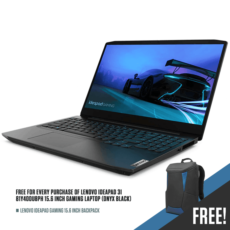 Lenovo Ideapad 3I 81Y400U8PH 15.6" Gaming Laptop (Onyx Black) + Lenovo Ideapad Gaming 15.6 Inch Backpack