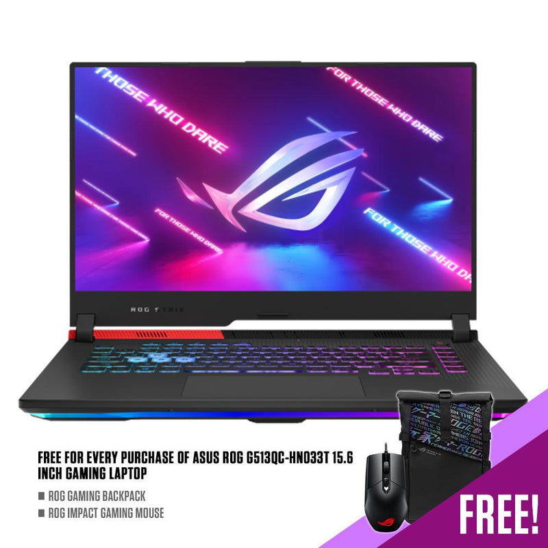 ASUS ROG STRIX G15 G513QC-HN033T GAMING LAPTOP | 15.6" FHD | RYZEN™ 5 5600H | 8GB DDR4 | 512GB SSD | RTX 3050 | WIN10 + ROG BACKPACK + ASUS ROG GAMING MOUSE - DataBlitz