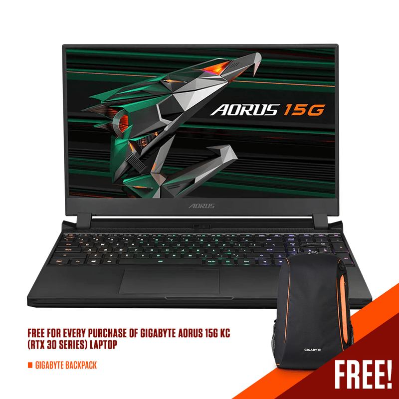 GIGABYTE AORUS 15G KC (RTX 30 SERIES) 15.6" LAPTOP + GIGABYTE BACKPACK - DataBlitz