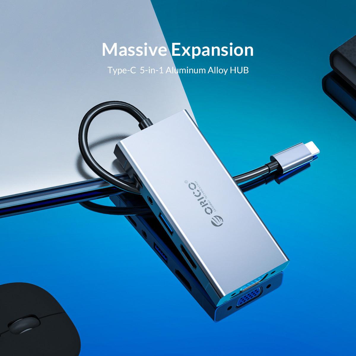 ORICO USB-C 5-In-1 Multifunctional Adapter (Grey) (MC-U501P) - DataBlitz