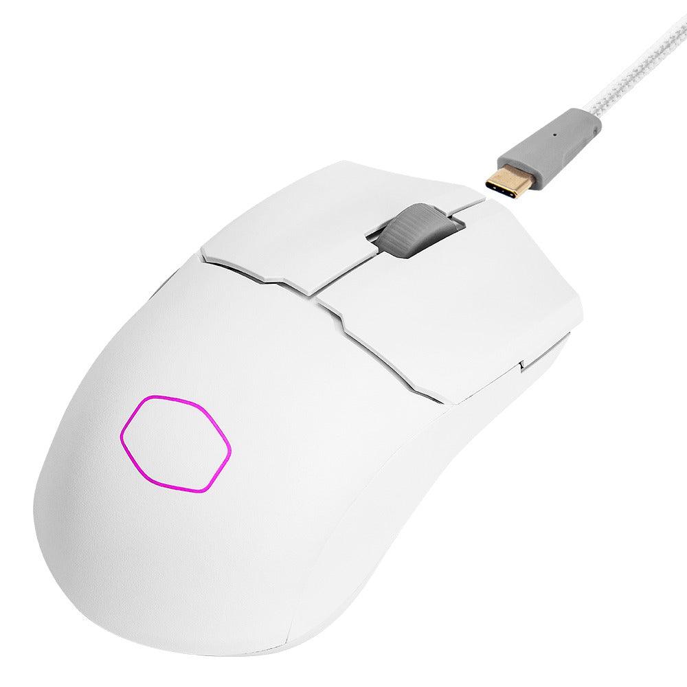 Cooler Master MM712 Wireless Lightweight Gaming Mouse With Ultraweave Cable PTFE Feet & RGB Accents (Matte White) - DataBlitz