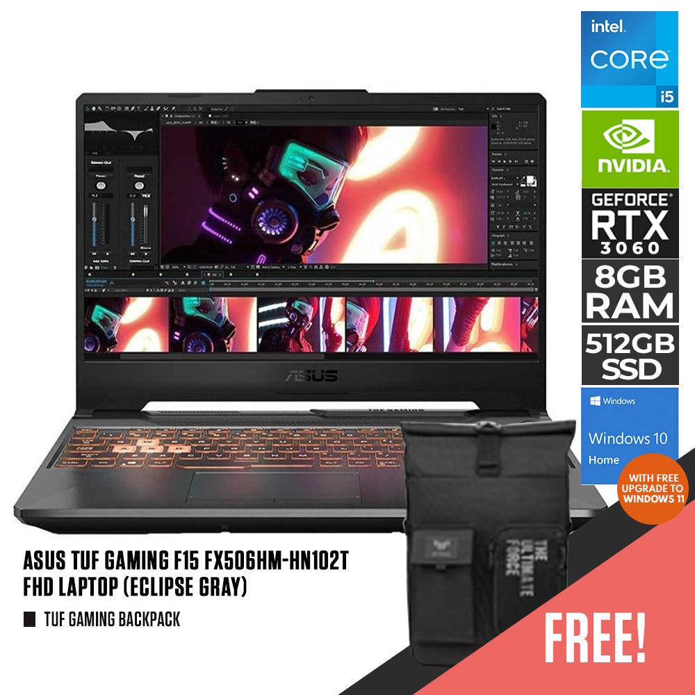 ASUS TUF GAMING F15 FX506HM-HN102T LAPTOP (ECLIPSE GRAY) | 15.6” FHD | i5-11400H | 8GB DDR4 | 512GB SSD | RTX™ 3060 | WIN10 + TUF GAMING BACKPACK + TUF STICKER - DataBlitz