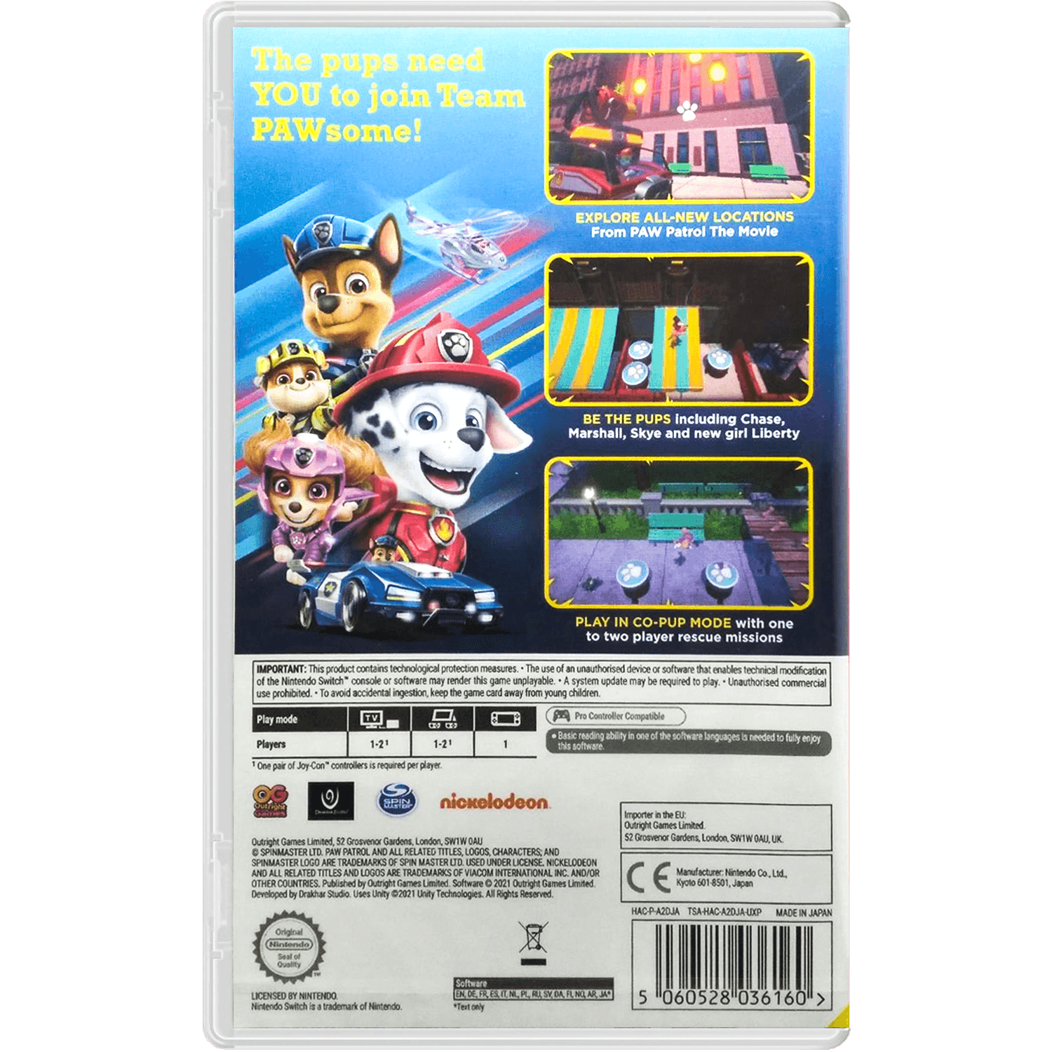 Nintendo Switch Paw Patrol The Movie Adventure City Calls