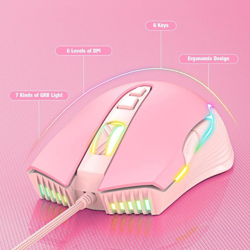 Onikuma G25 + CW905 Wired Pink Gaming Keyboard Mouse Set (Pink) - DataBlitz