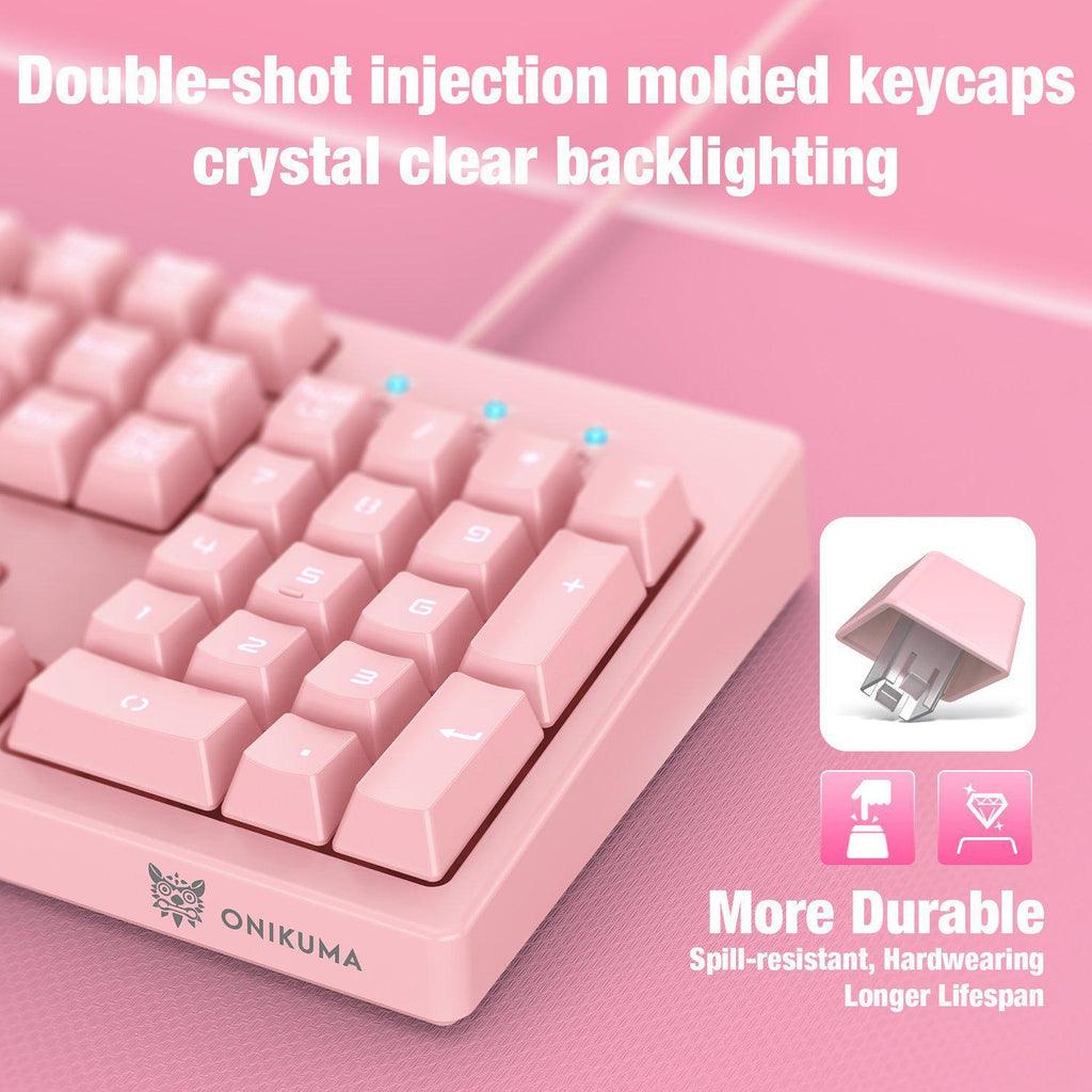 Onikuma G25 + CW905 Wired Pink Gaming Keyboard Mouse Set (Pink) - DataBlitz