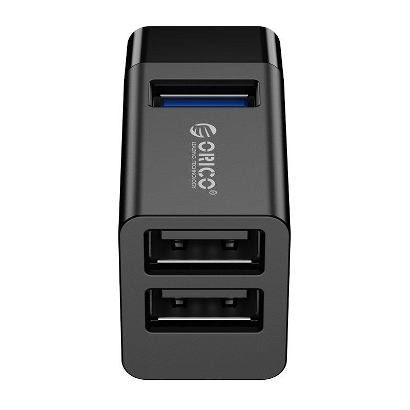 ORICO Mini 3-In-1 USB Hub Equipped With USB 3.0 And USB 2.0 Port (Black) (Mini-U32L) - DataBlitz