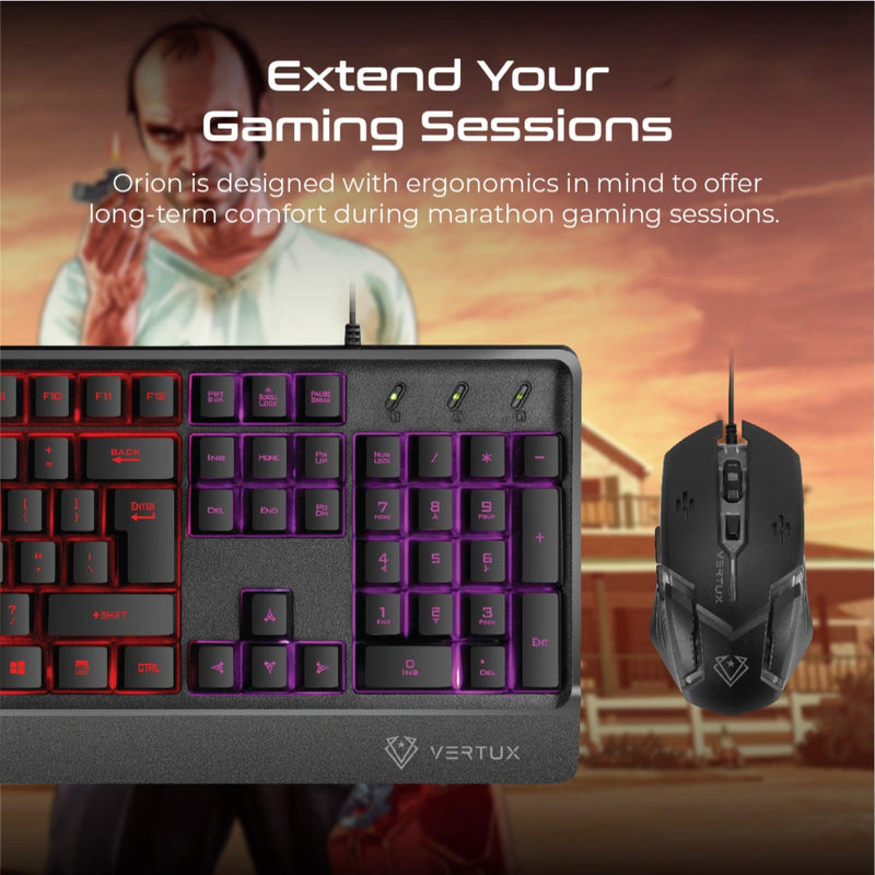 VERTUX ORION RAINBOW LED BACKLIT WIRED GAMING KEYBOARD & MOUSE (EN) - DataBlitz