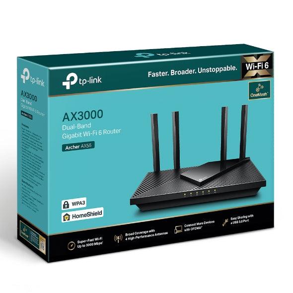TP-Link AX3000 Dual-Band Gigabit Wifi-6 Router (Archer AX55) - DataBlitz