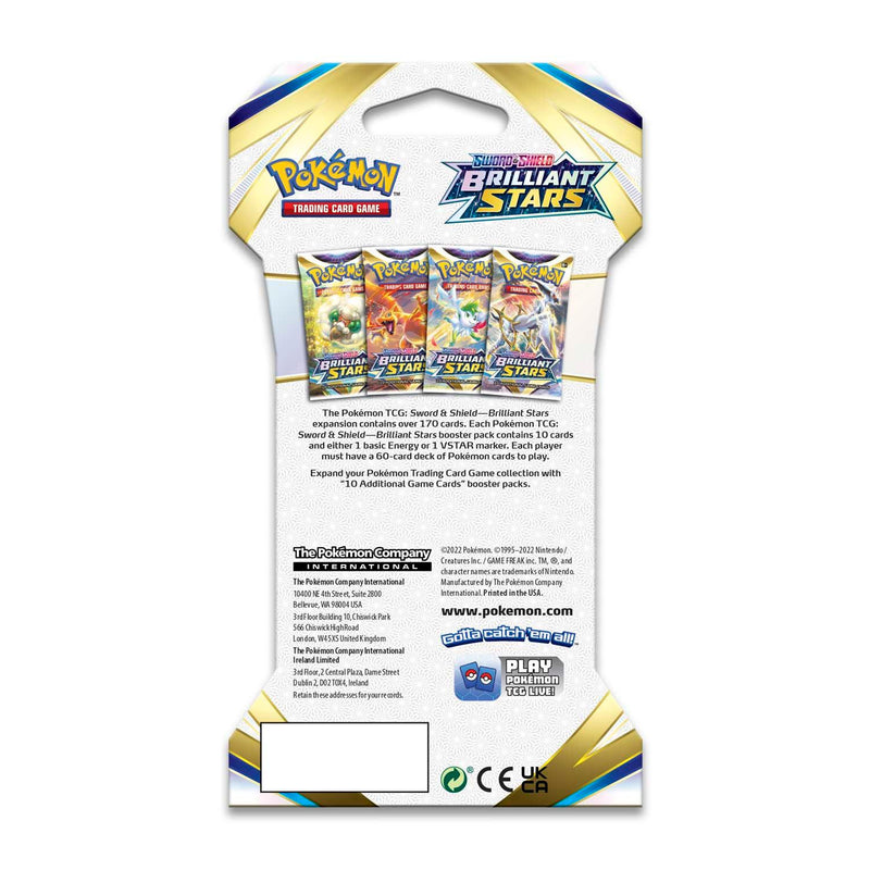 POKEMON TRADING CARD GAME SS9 SWORD & SHIELD BRILLIANT STARS BOOSTER (SLEEVED) (180-80997) (ONE RANDOM BOOSTER PACK) - DataBlitz