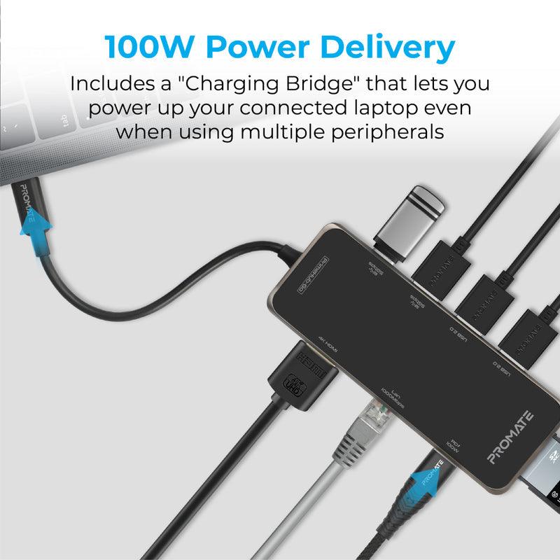 PROMATE Primehub-Go Compact Multiport USB-C Hub WitH 100W Power Delivery - DataBlitz