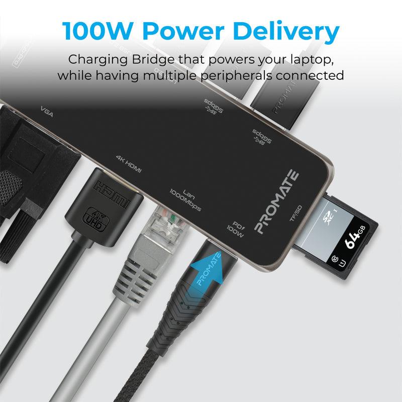 Promate Primehub-Pro Ultra-Fast Multiport USB-C Hub With 100W Power Delivery - DataBlitz