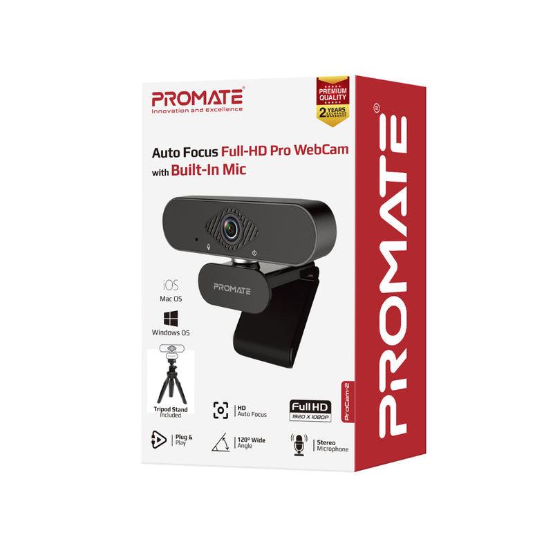 Promate Procam-2 Auto Focus FulL-HD Pro Webcam With Built-In Mic + Tripod Stand - DataBlitz