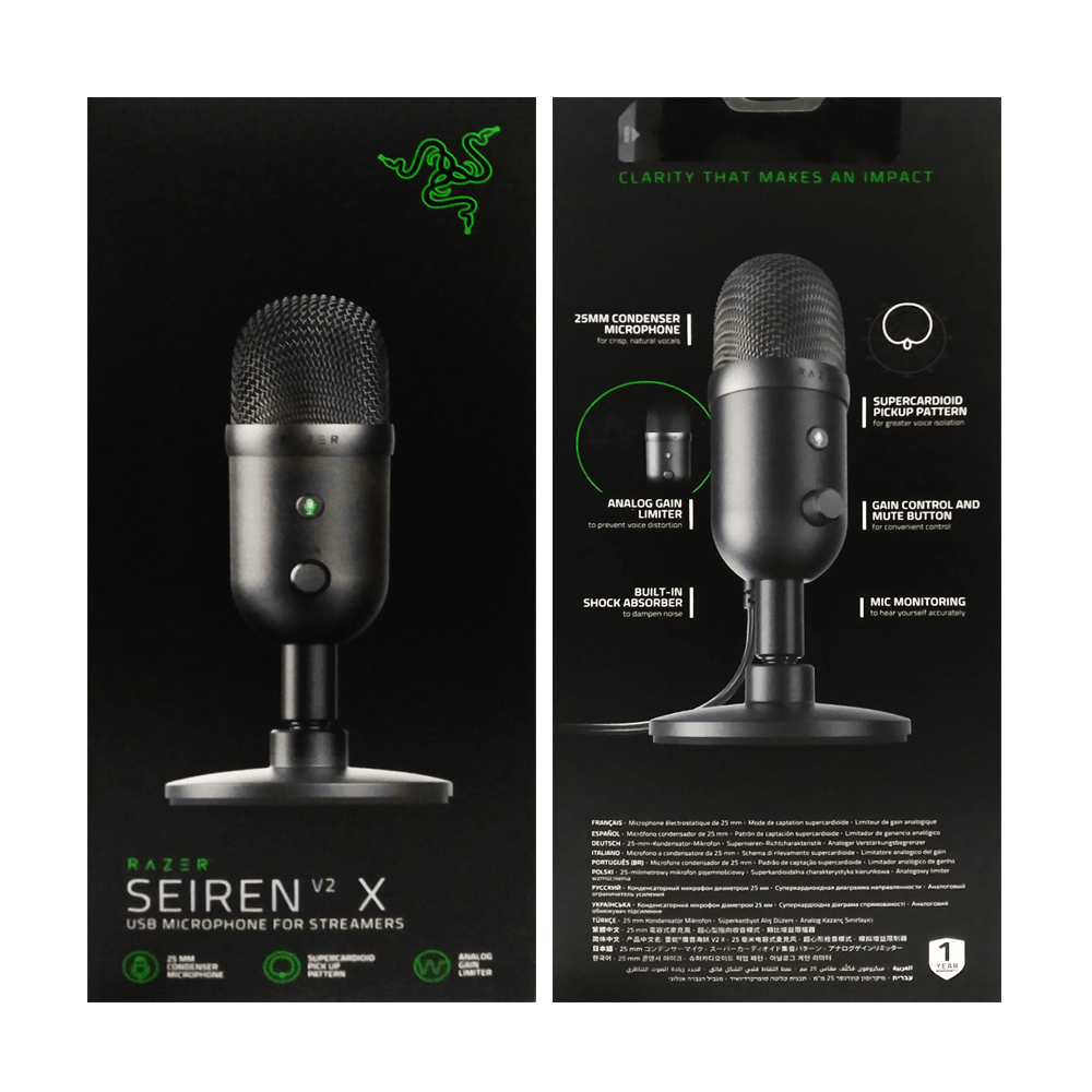 Razer Seiren V2 X USB Microphone For Streamers (Black)