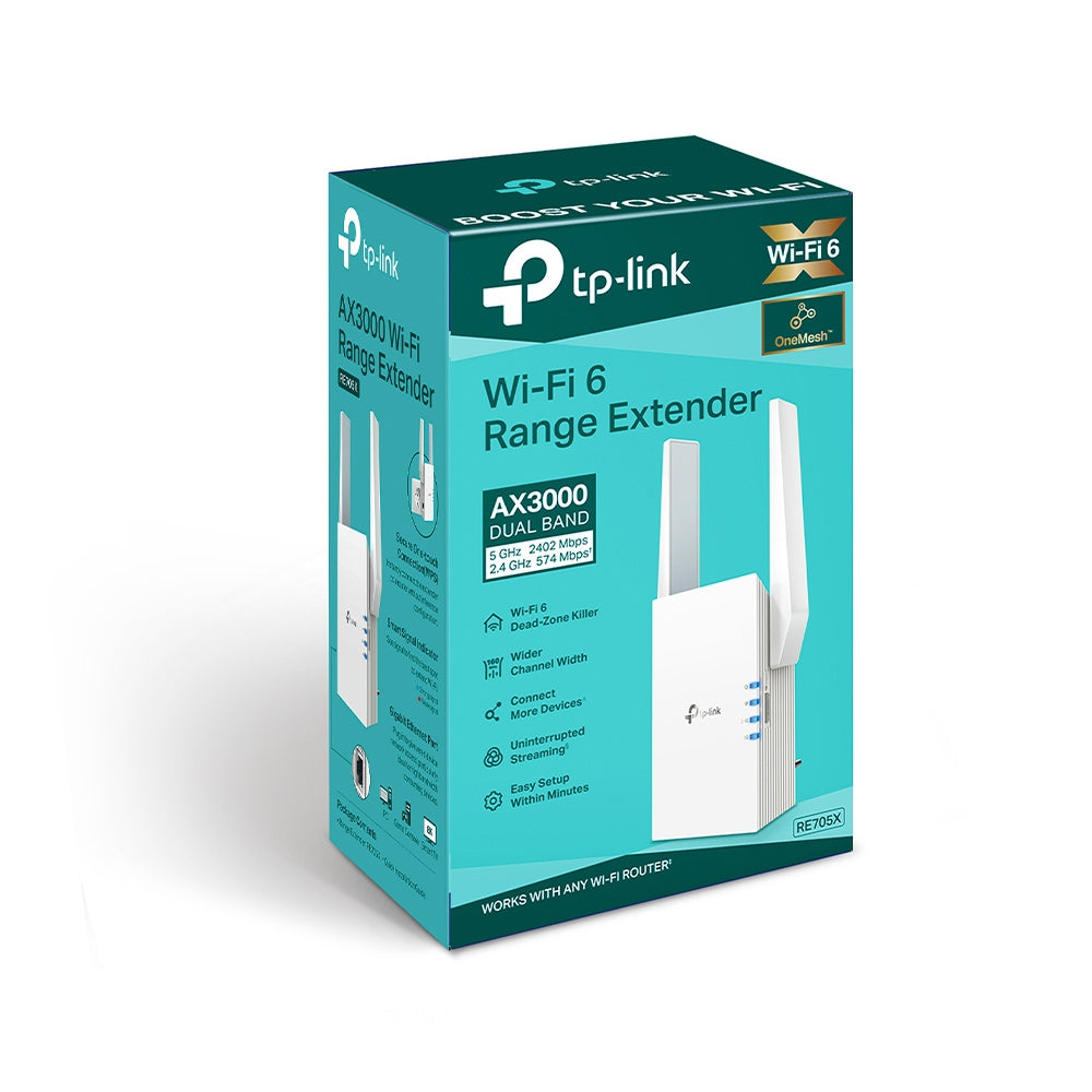 TP-Link AX3000 Dual Band WiFi-6 Range Extender (RE705X)