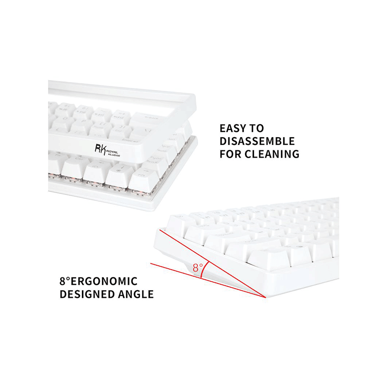 Royal Kludge G68Pro Tri-Mode RGB 68 Keys Hot Swappable Mechanical Keyboard White (Gateron Red Switch) - DataBlitz