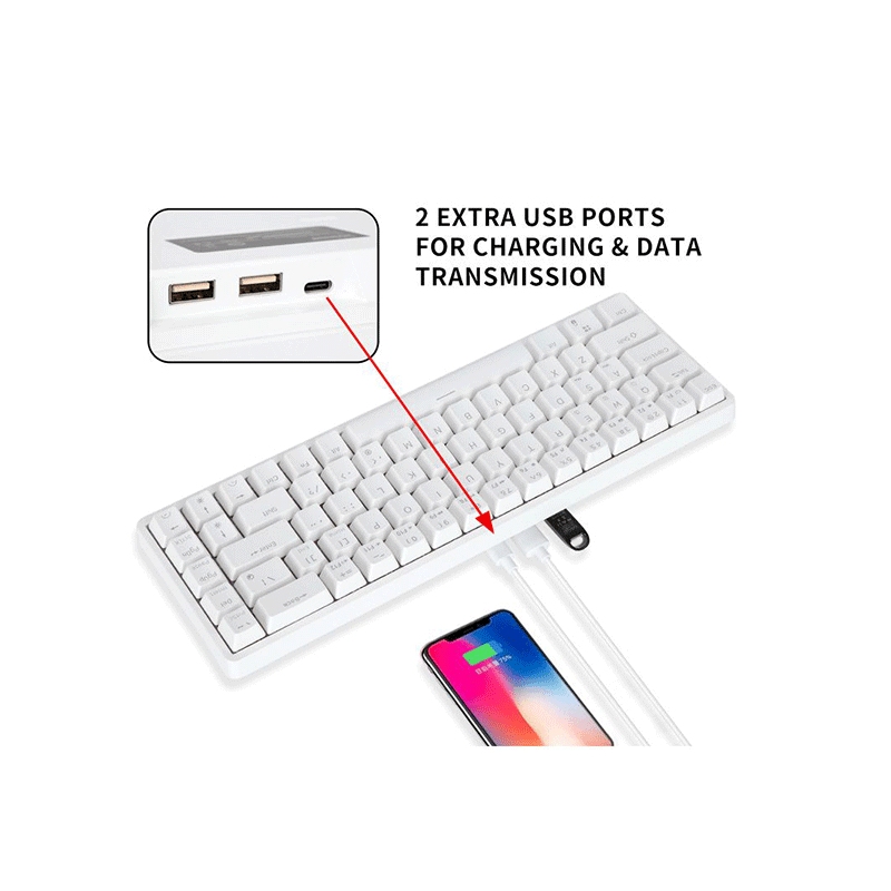 ROYAL KLUDGE G68PRO Tri-Mode RGB 68 Keys Hot Swappable Mechanical Keyboard White (Gateron Brown Switch) - DataBlitz