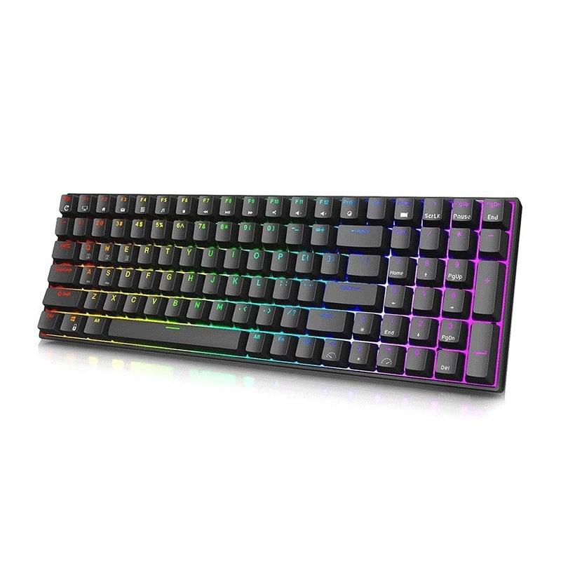 ROYAL KLUDGE RK100 TRI-MODE RGB 100 KEYS HOT SWAPPABLE MECHANICAL KEYBOARD BLACK (BROWN SWITCH) - DataBlitz
