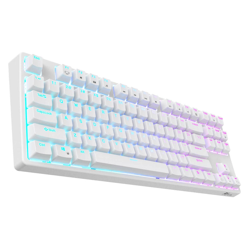 ROYAL KLUDGE RK87 TRI-MODE RGB 87 KEYS HOT SWAPPABLE MECHANICAL KEYBOARD WHITE (BROWN SWITCH) - DataBlitz