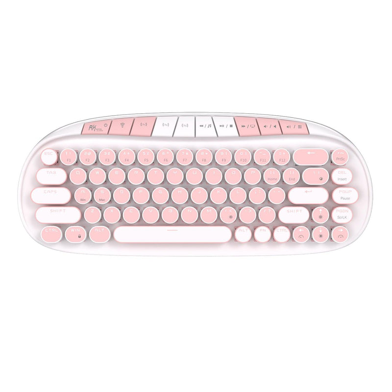 Royal Kludge RK Round Tri-Mode RGB 68 Keys Hot Swappable Mechanical Keyboard White (Pink Switch) - DataBlitz