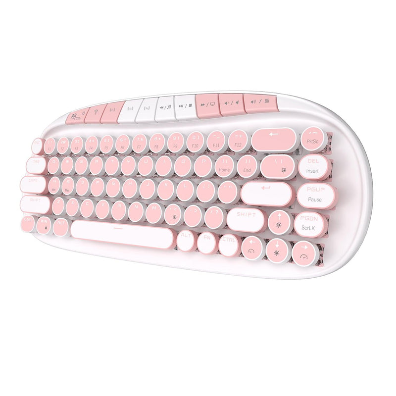 Royal Kludge RK Round Tri-Mode RGB 68 Keys Hot Swappable Mechanical Keyboard White (Pink Switch) - DataBlitz