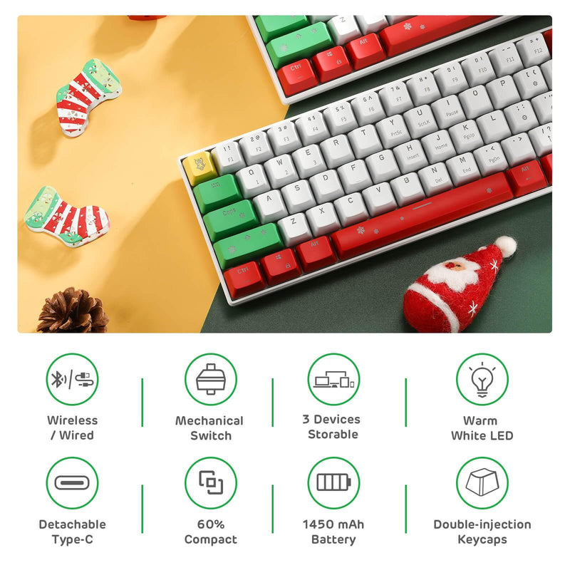 Red Dragon Rk61 ROYAL KLUDGE RK61 TRI-MODE RGB 61 KEYS HOT SWAPPABLE XMAS MECHANICAL ...