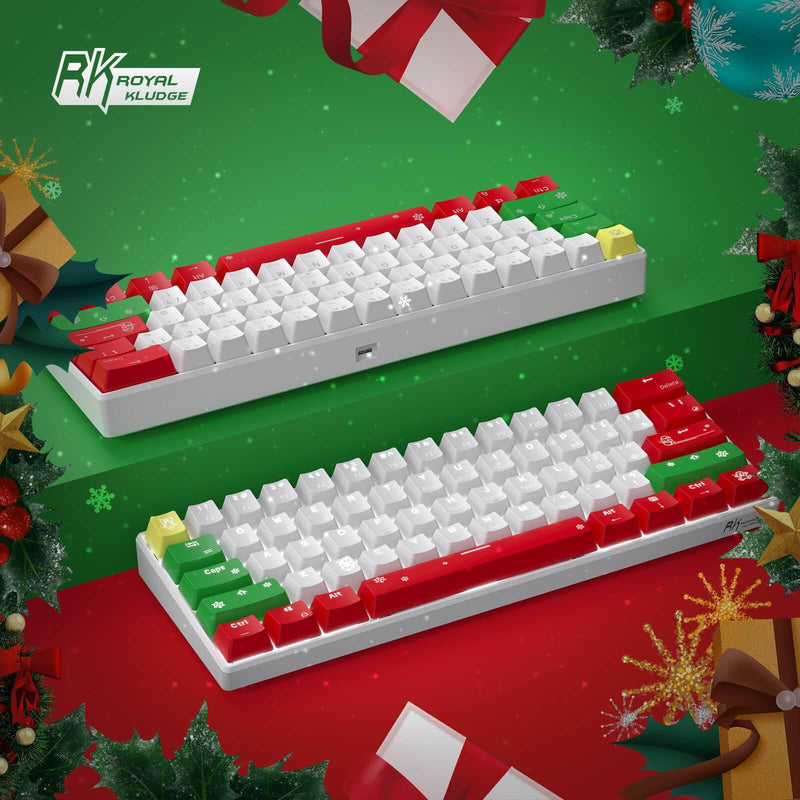 ROYAL KLUDGE RK61 TRI-MODE RGB 61 KEYS HOT SWAPPABLE XMAS MECHANICAL KEYBOARD WHITE (BROWN SWITCH) - DataBlitz