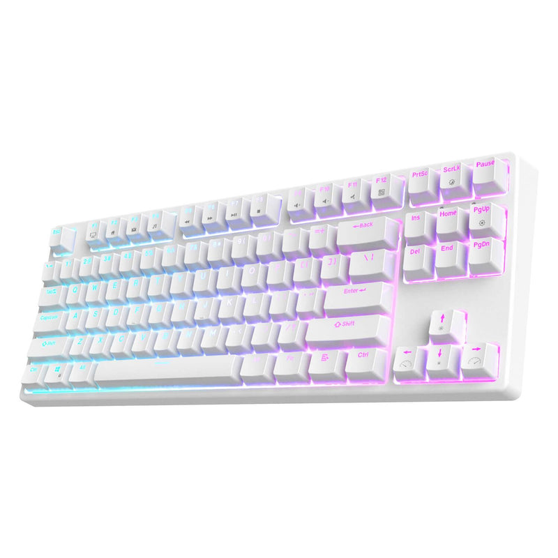 ROYAL KLUDGE RK87 TRI-MODE RGB 87 KEYS HOT SWAPPABLE MECHANICAL KEYBOARD WHITE (RED SWITCH) - DataBlitz