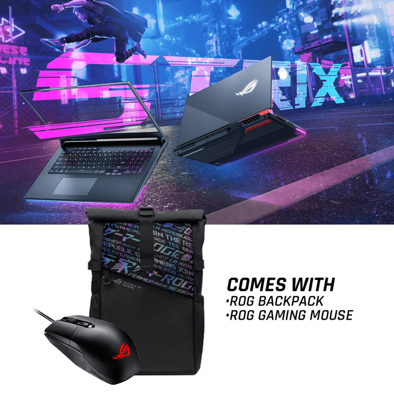 ASUS ROG STRIX G17 G713QM-HX112T GAMING LAPTOP | 17.3" FHD | RYZEN 9 5900HX | 8GB DDR4 | 1TB SSD | RTX 3060 | WIN10 + ROG BACKPACK + ASUS ROG GAMING MOUSE - DataBlitz