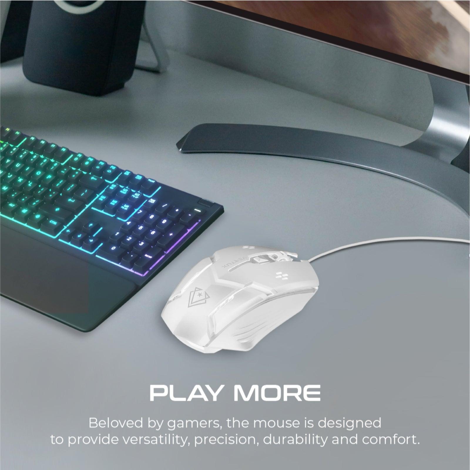 VERTUX SENSEI ERGONOMIC OPTICAL USB WIRED COMPUTER GAMING MOUSE WHITE - DataBlitz