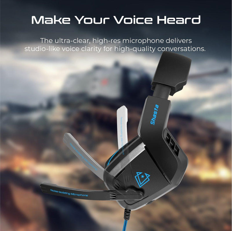 VERTUX SHASTA AMBIENT NOISE ISOLATION OVER-EAR GAMING HEADSET BLUE - DataBlitz