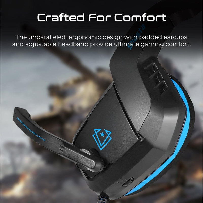 VERTUX SHASTA AMBIENT NOISE ISOLATION OVER-EAR GAMING HEADSET BLUE - DataBlitz