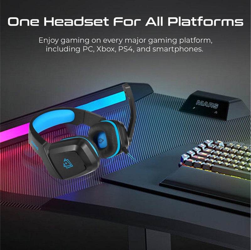 VERTUX SHASTA AMBIENT NOISE ISOLATION OVER-EAR GAMING HEADSET BLUE - DataBlitz