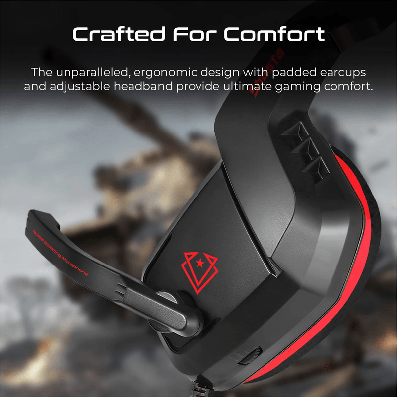 VERTUX SHASTA AMBIENT NOISE ISOLATION OVER-EAR GAMING HEADSET RED - DataBlitz