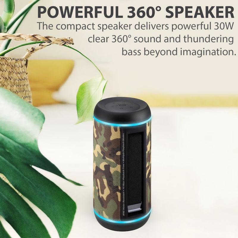 PROMATE Silox-Pro 30W High Definition TWS Speaker With Led Light Show (Camouflage) - DataBlitz
